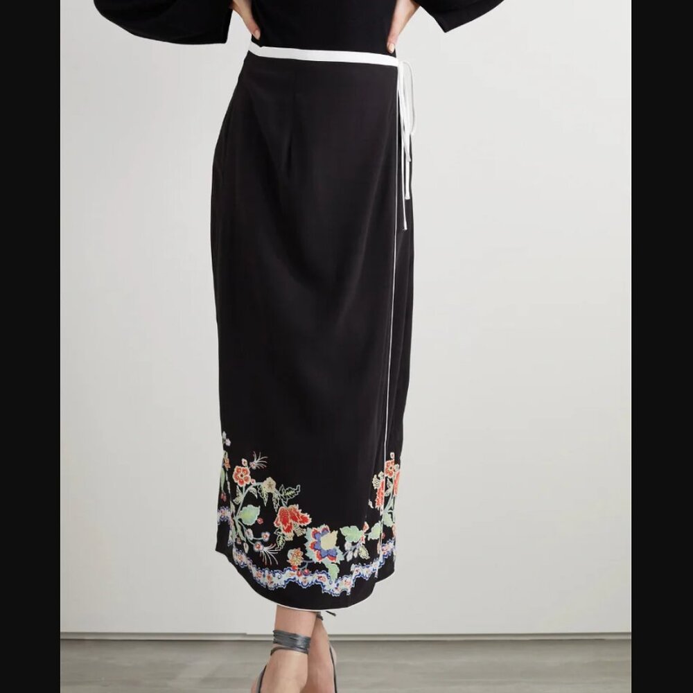 Rixo London Dylan Floral-print Midi Wrap Skirt
